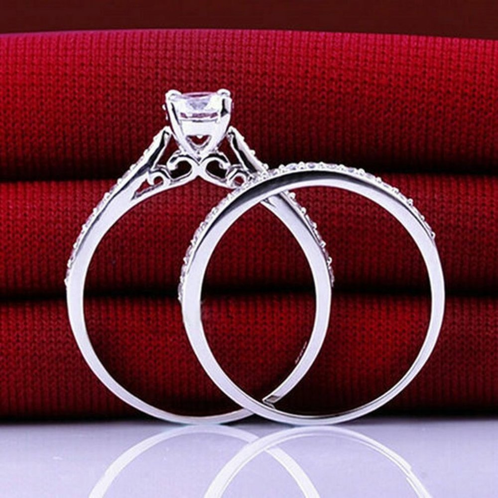 Nwot Diamond Ring 2-Piece Stackable Set - image 4
